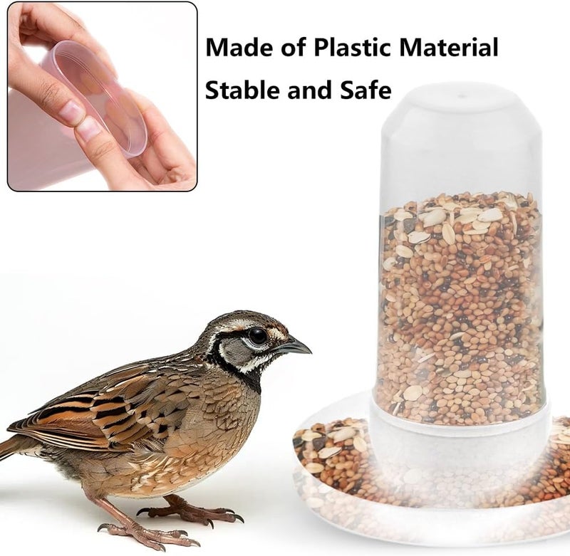 DQITJ 2 Pack Quail Plastic Food Feeder and Bird Water Dispenser Plastic for Quail Chick Parakeet Budgies Cockatiel Lovebird Small Birds (Transparent) - Image 4