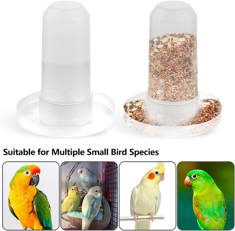 DQITJ 2 Pack Quail Plastic Food Feeder and Bird Water Dispenser Plastic for Quail Chick Parakeet Budgies Cockatiel Lovebird Small Birds (Transparent) - Image 5