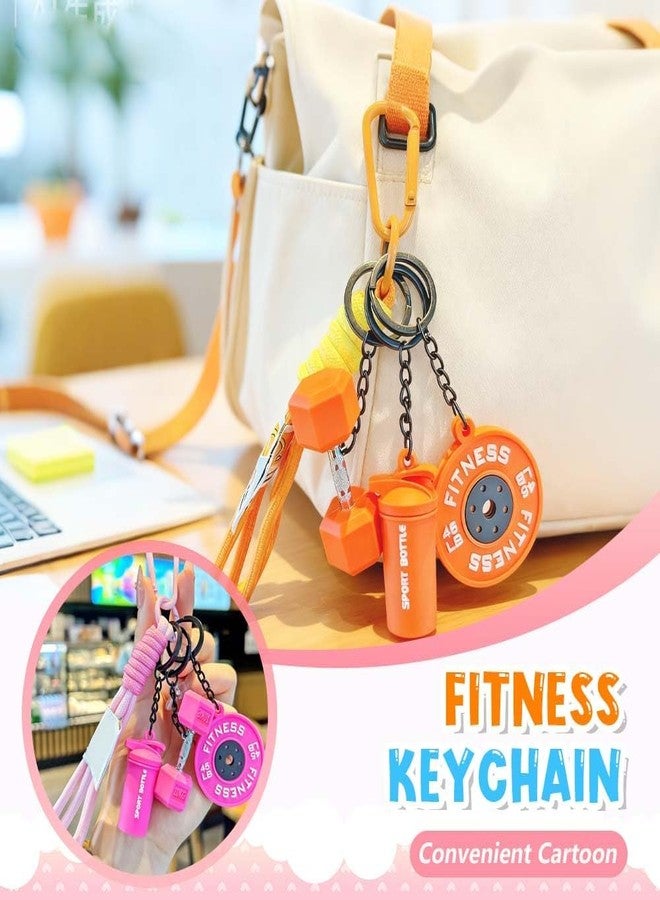 Pmeixcy Mini Fitness Keychain Set, Dumbbell Weights Keychain, Gift for fitness Women and Men, Cute Mini Car Key Chains for Gym - Image 2