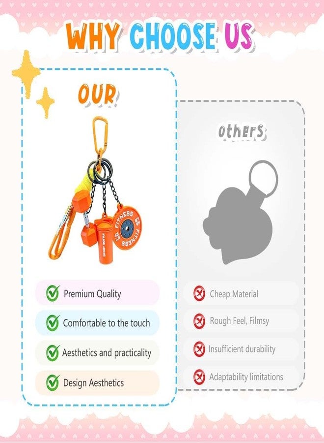 Pmeixcy Mini Fitness Keychain Set, Dumbbell Weights Keychain, Gift for fitness Women and Men, Cute Mini Car Key Chains for Gym - Image 4