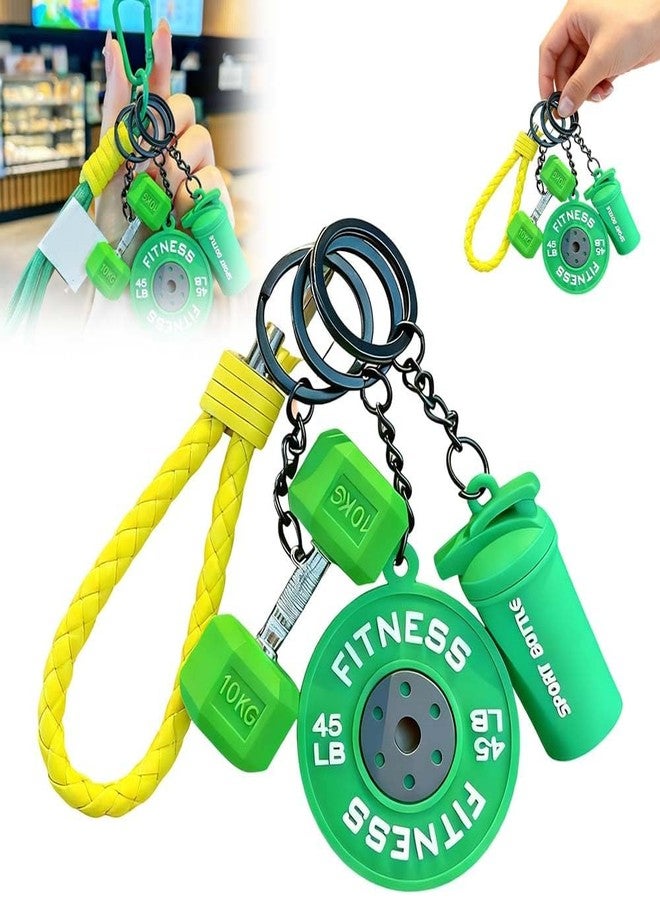 Pmeixcy Mini Fitness Keychain Set, Dumbbell Weights Keychain, Gift for fitness Women and Men, Cute Mini Car Key Chains for Gym - Image 1