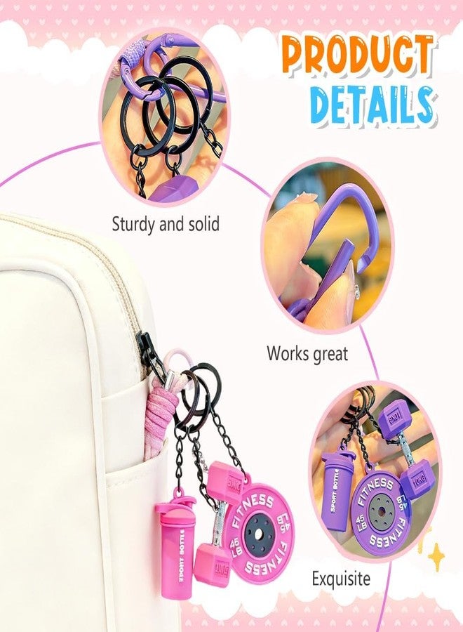 Pmeixcy Mini Fitness Keychain Set, Dumbbell Weights Keychain, Gift for fitness Women and Men, Cute Mini Car Key Chains for Gym - Image 3