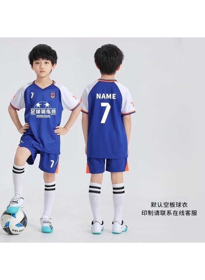 7713-colorful Blue Suit Summer Children's Football Clothes Suit Customized Boys' Primary School Students' Competition Team Clothes Girls' Training Clothes Quick-dry Football Clothes