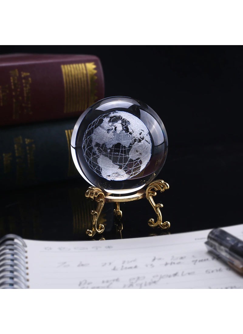 Hediyesahibi Decorative Metal Footed Globe 3D Glass Globe  - Image 1