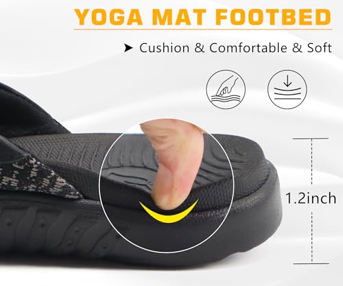 ONCAI Mens Flip Flops, Comfort Orthotic Plantar Fasciitis Beach Sport Athletic Soft Thong Sandals with Yoga Foam Arch Support Black Size 11.5 - Image 5