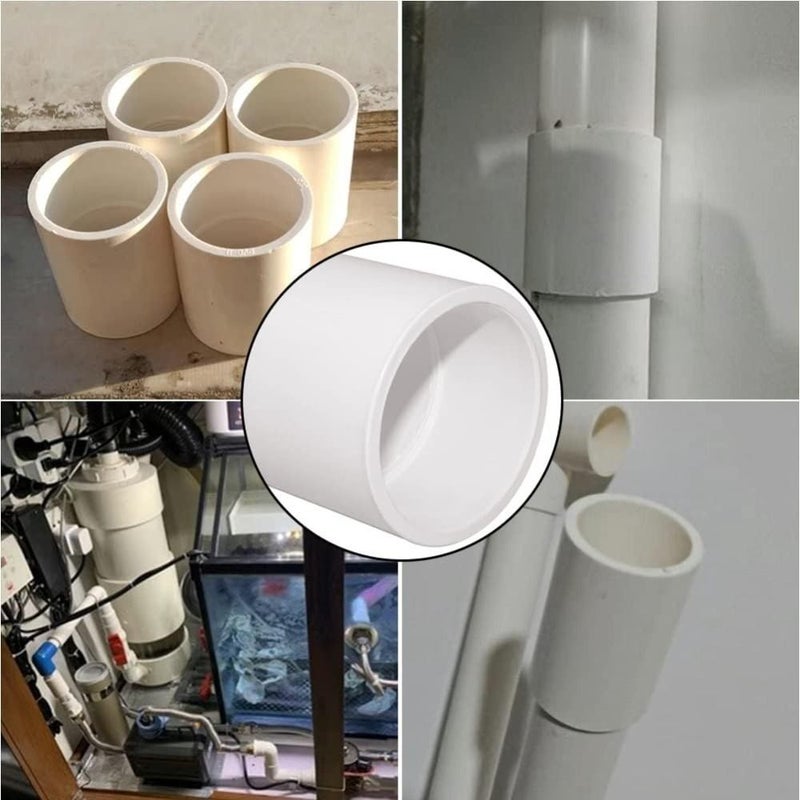 موصل اقتران تجهيزات أنابيب PVC مقاس 1/2 بوصة جدول 40 منزلق مقبس × مقبس أبيض قطعتان - Image 4