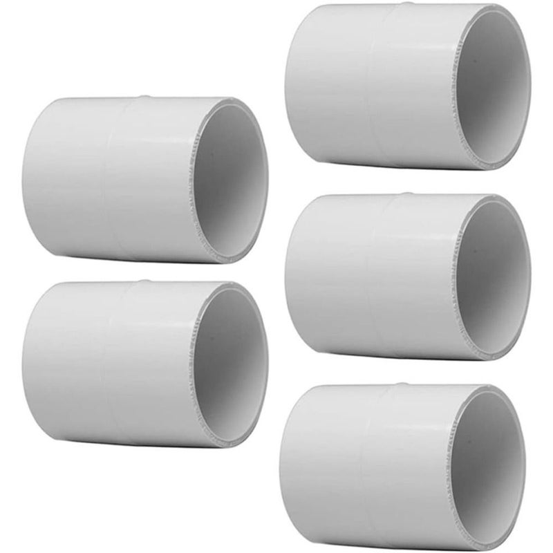 موصل اقتران تجهيزات أنابيب PVC مقاس 1/2 بوصة جدول 40 منزلق مقبس × مقبس أبيض قطعتان - Image 1