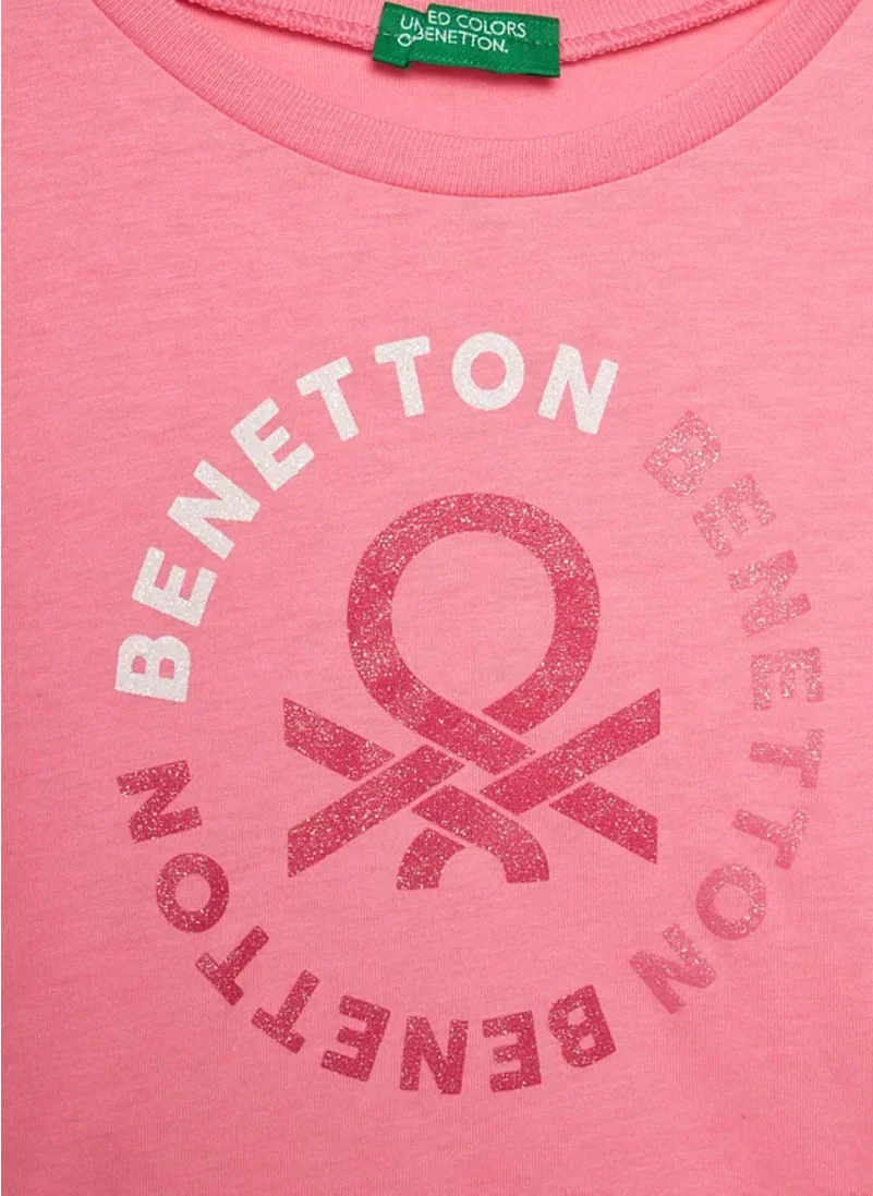 Benetton Pink Girls T-Shirt 3I1XC10H8