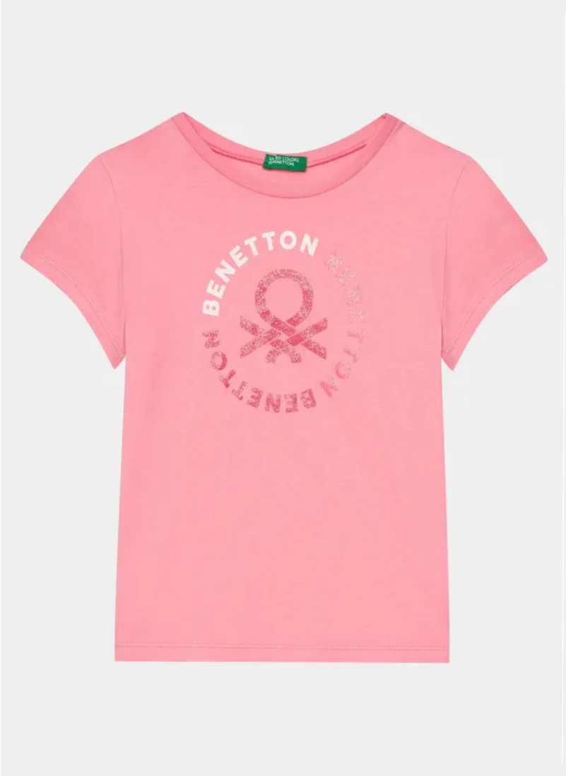 بينيتون Pink Girls T-Shirt 3I1XC10H8