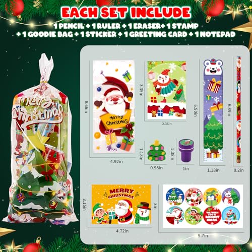Letapapa 192PCS Christmas Party Favors for Kids 24 Pack Christmas Stationery Set Xmas School Prizes with Notebooks Pencils Erasers Xmas Stocking Stuffers for Classroom Gifts Exchange Carnival Events - Image 5