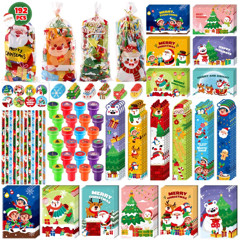 Letapapa 192PCS Christmas Party Favors for Kids 24 Pack Christmas Stationery Set Xmas School Prizes with Notebooks Pencils Erasers Xmas Stocking Stuffers for Classroom Gifts Exchange Carnival Events - Image 2