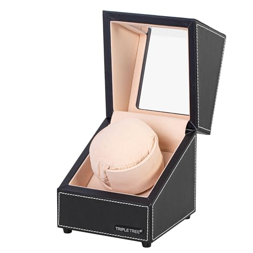 TRIPLE TREE Single Watch Winder for Automatic Watches, with Super Quiet Japanese Motor, 4 Rotation Mode Setting, Flexible Plush Pillow, Fit Lady and Man Watches, Black - Image 4