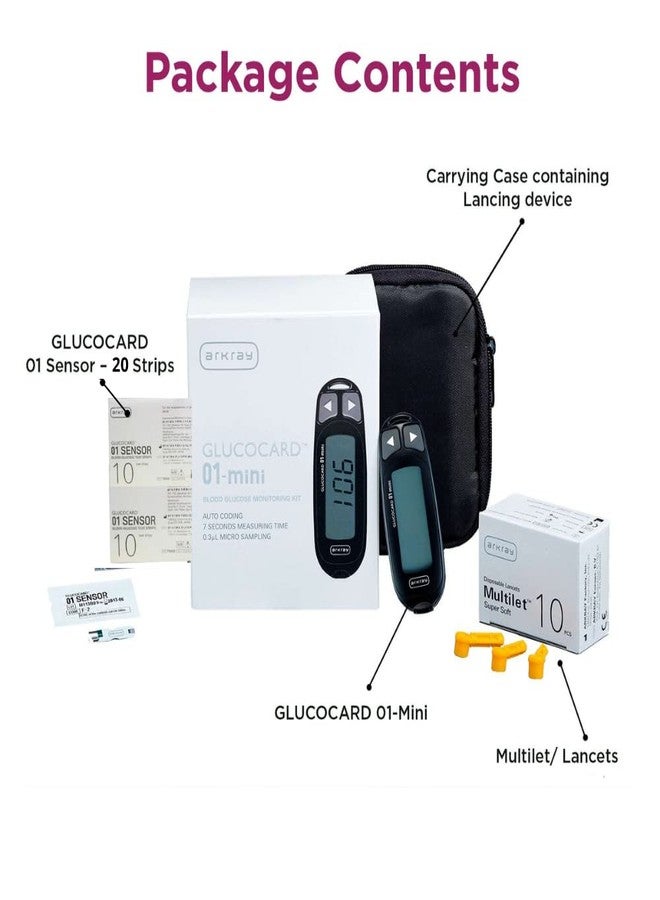 Arkray Max Glucocard 01 Mini Blood Glucometer with FREE 20 Strips+10 Lancet | Japanese Technology | With Warranty - Image 2