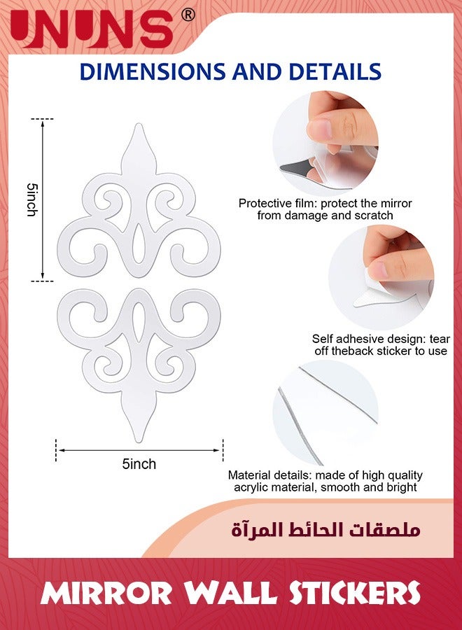 UNUNS 15 Pcs Acrylic Mirror Wall Stickers Home Decor Mirror Decals Silver Mirror Wall Decor For Living Room Decor Ceiling Mirrors For Bedroom Door Adhesive Art Bathroom Hollow Removable Mirror,5 x 5 Inch - Image 2