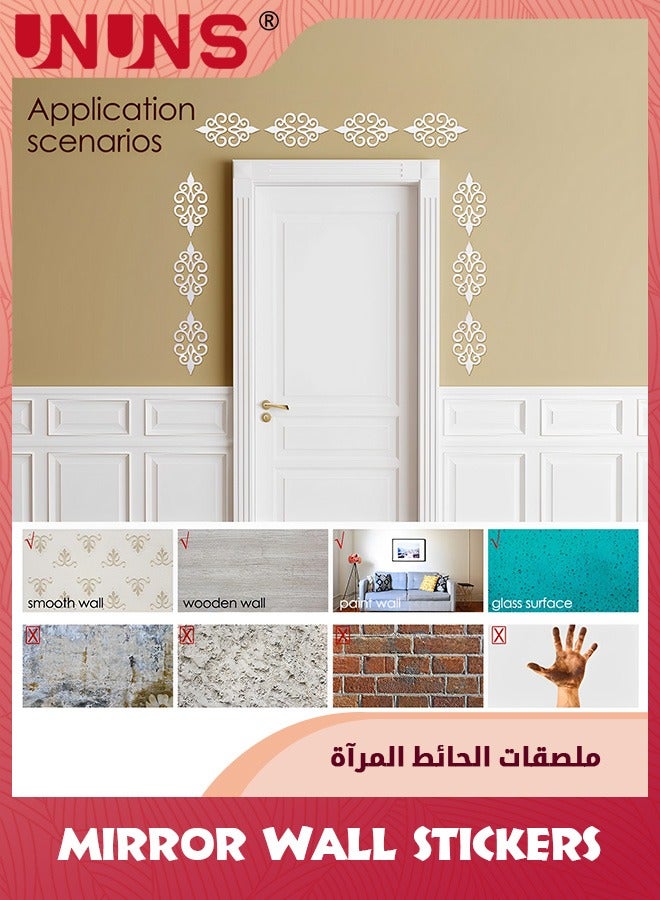 UNUNS 15 Pcs Acrylic Mirror Wall Stickers Home Decor Mirror Decals Silver Mirror Wall Decor For Living Room Decor Ceiling Mirrors For Bedroom Door Adhesive Art Bathroom Hollow Removable Mirror,5 x 5 Inch - Image 5