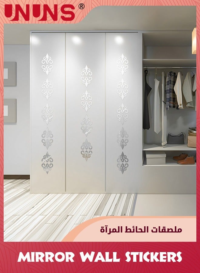 UNUNS 15 Pcs Acrylic Mirror Wall Stickers Home Decor Mirror Decals Silver Mirror Wall Decor For Living Room Decor Ceiling Mirrors For Bedroom Door Adhesive Art Bathroom Hollow Removable Mirror,5 x 5 Inch - Image 4