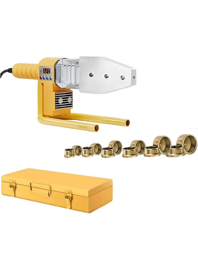 erorex Plastic Water Pipe Welding Device Pipe Welding Machine 0 320℃ Adjustable Digital Socket Fusion Welder With Double Heat Dissipation 6 Die Heads 20 25 32 40 50 63Mm With Iron Case