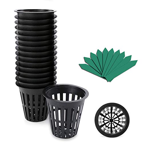 GROWNEER GROWNEER 50-Pack 2 Inch Garden Slotted Mesh Net Cups, Heavy Duty Net Pots w/ 25 Pcs Plant Labels, Wide Lip Bucket  - Image 1