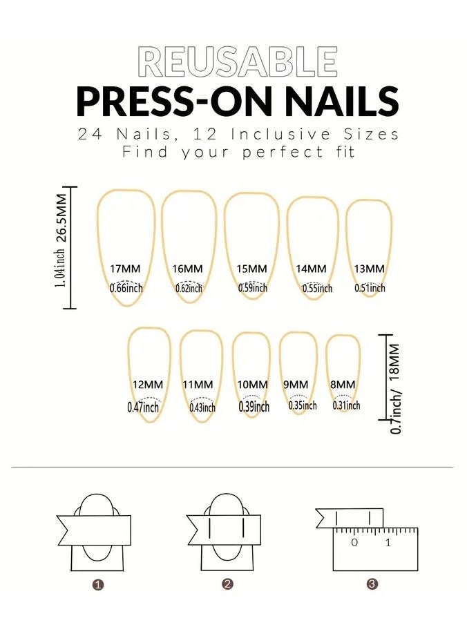 ORiTi أظافر صناعية قصيرة على شكل لوز بطبعة الفهد باللون الوردي - أظافر أكريليك مزيفة مع طرف أبيض للنساء والفتيات - سهلة التطبيق ودائمة - Image 4