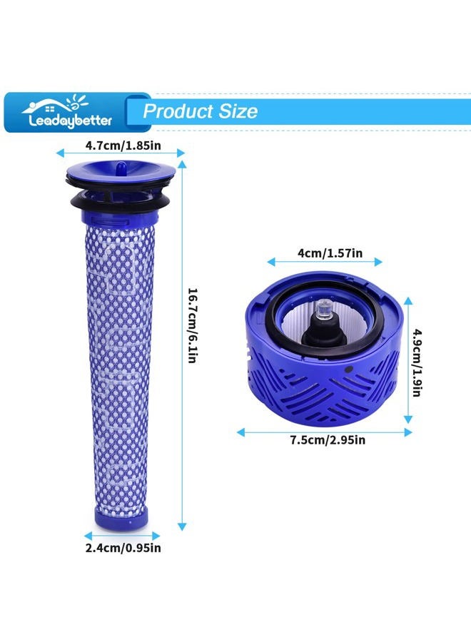 Leadaybetter V6 Absolute Cordless Stick Vacuum Filter for Dyson V6 Series, 2 Pack Post HEPA Filters and 2 Pack Pre Filters Replacement Part 966741-01&965661-01… - Image 4