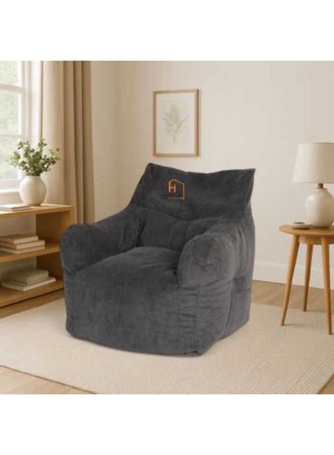السعادة هوم  كرسي مخمل مفرد-75x67x70- رمادى - Image 2