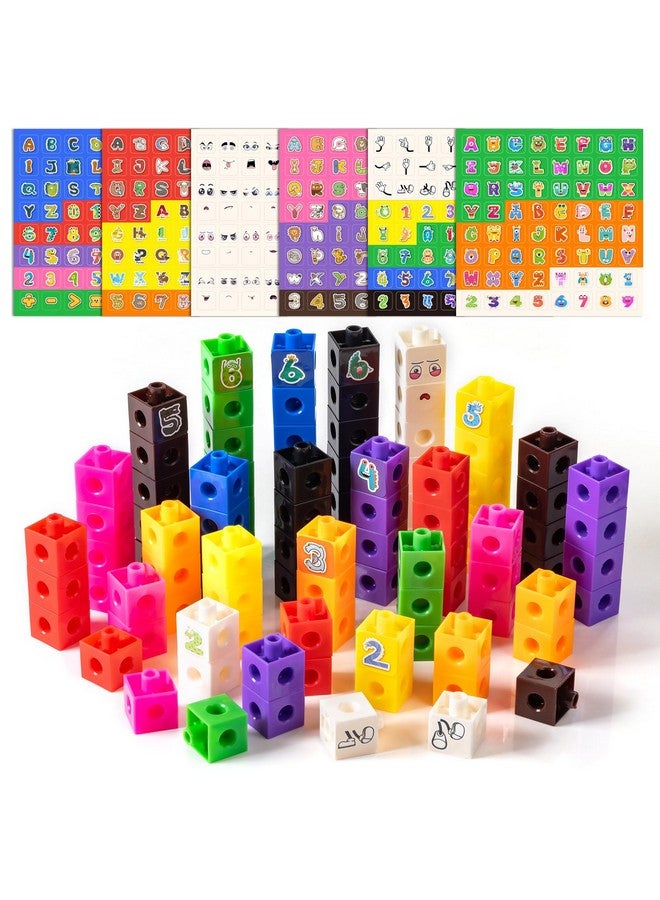 Odoorgames 100 Pcs Math Linking Cubes with 384 Cartoon Stickers - Essential Counting Cubes for Kids Math Learning and Fun Activities - Image 1
