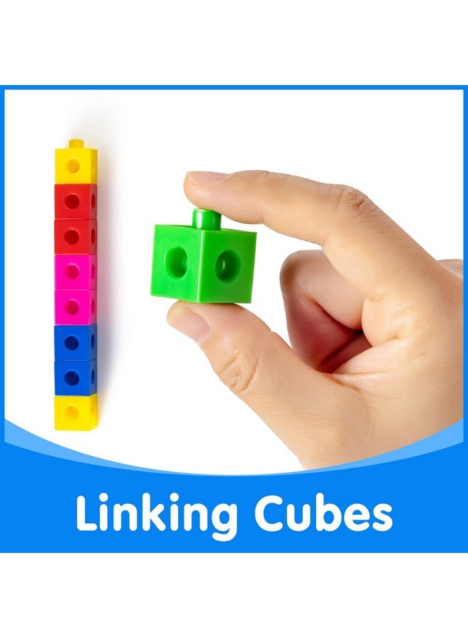 Odoorgames 100 Pcs Math Linking Cubes with 384 Cartoon Stickers - Essential Counting Cubes for Kids Math Learning and Fun Activities - Image 3
