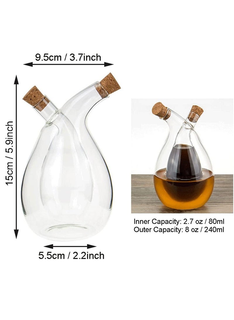 2-in-1 Glass Olive Oil and Vinegar Dispenser Bottles Cruet, Dual Dispensing Container for Kitchen Cooking, Sleek and Functional Design
