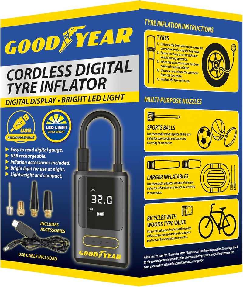 Goodyear Cordless Digital Tyre Inflator with LED Light - Image 1