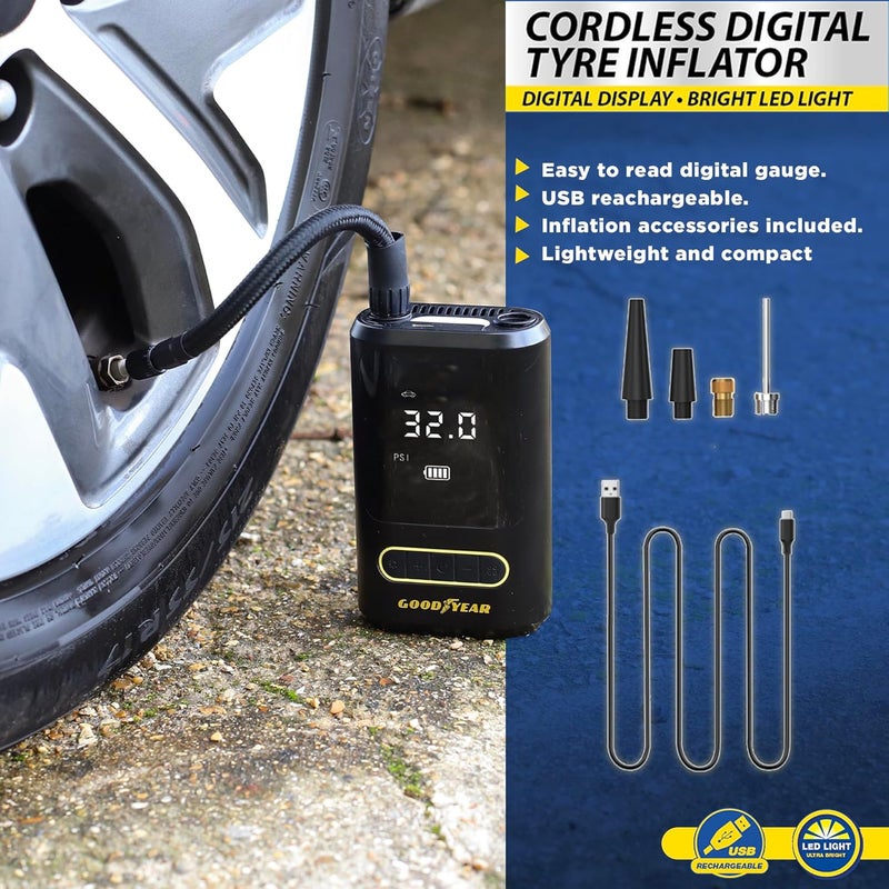 Goodyear Cordless Digital Tyre Inflator with LED Light - Image 3