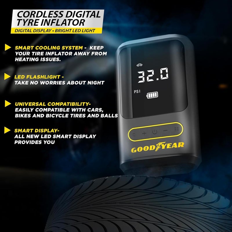 Goodyear Cordless Digital Tyre Inflator with LED Light - Image 5