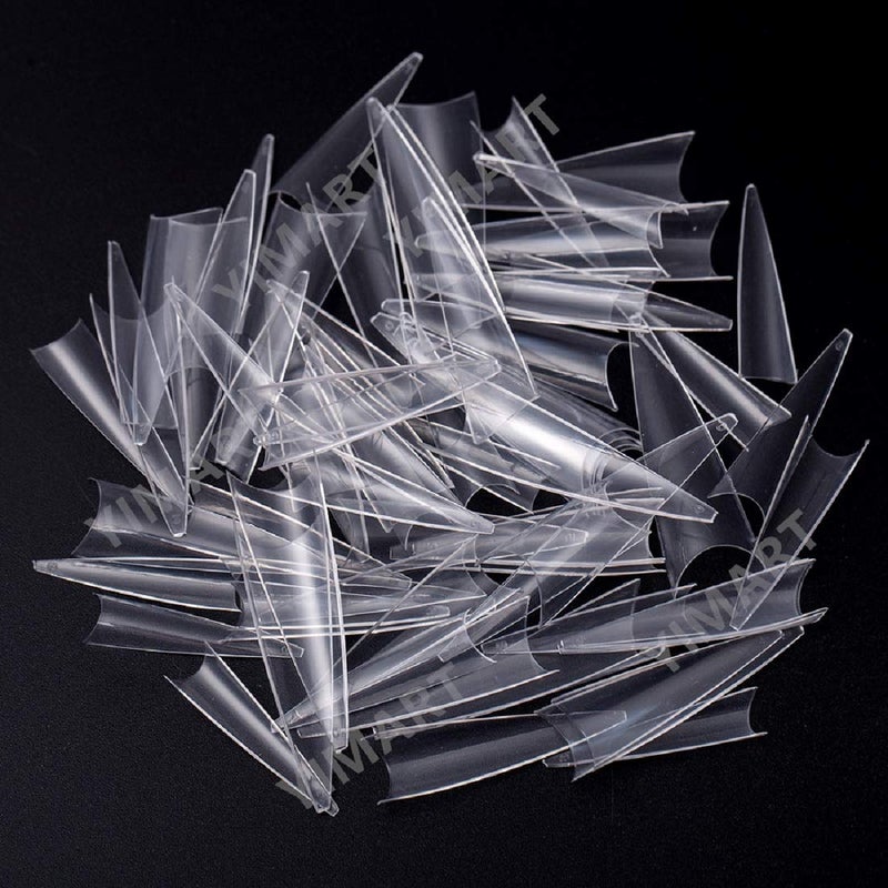 YIMART 600pcs Acrylic Medium Long Stiletto Nail Tips Easy Coffin Nails Sharp False Nail Art Tips For Nails Salon Clear