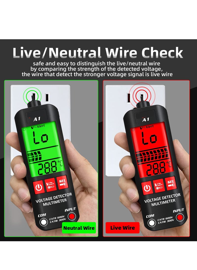Voltage Tester 3-Results Display Non-Contact Voltage Detector Pen, Integrated Multimeter Dual Range AC 6V-1000V/90V-1000V Electrical Sensor V-Alert Live Wire Tester