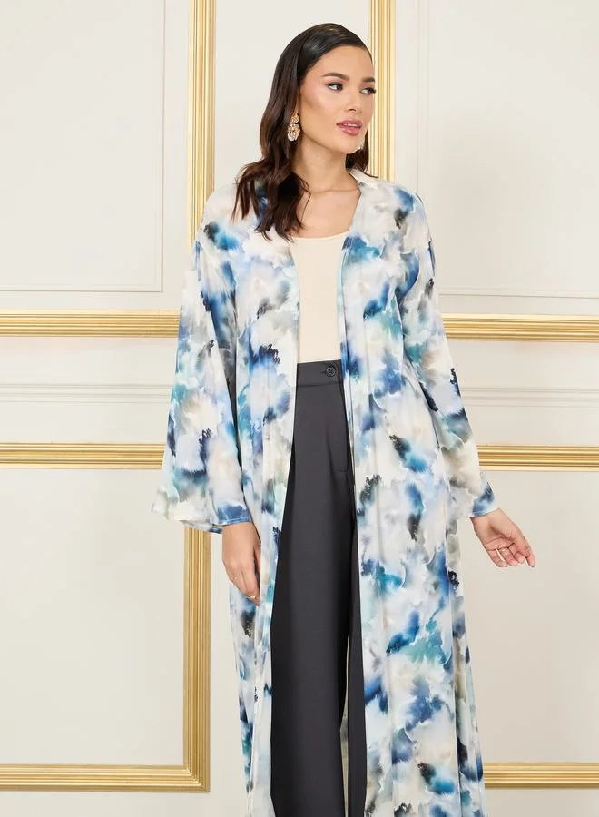 Styli Regular Fit Abstract Print Maxi Kimono
