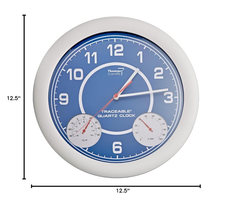Thomas 1071 Traceable Clock with Thermometer and Humidity, 12-1/2" Diameter, 10 to 130 degree F, -20 to 55 degree C - Image 2