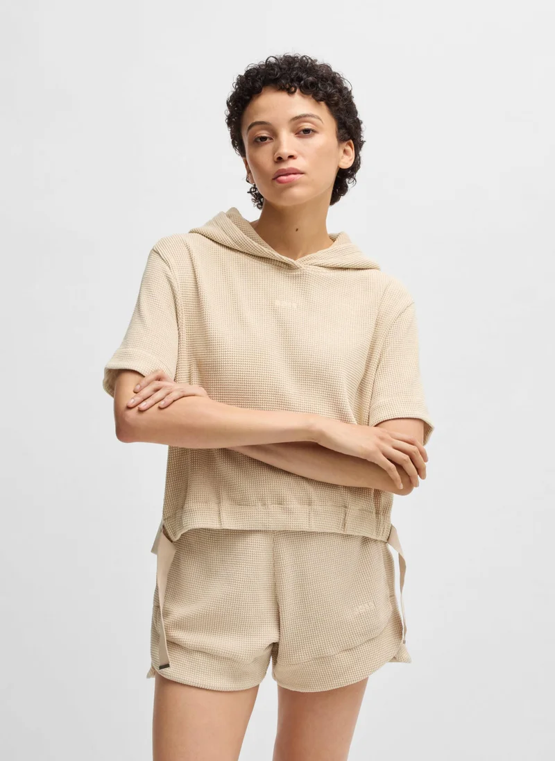 بوس Cotton-blend hoodie with waffle structure