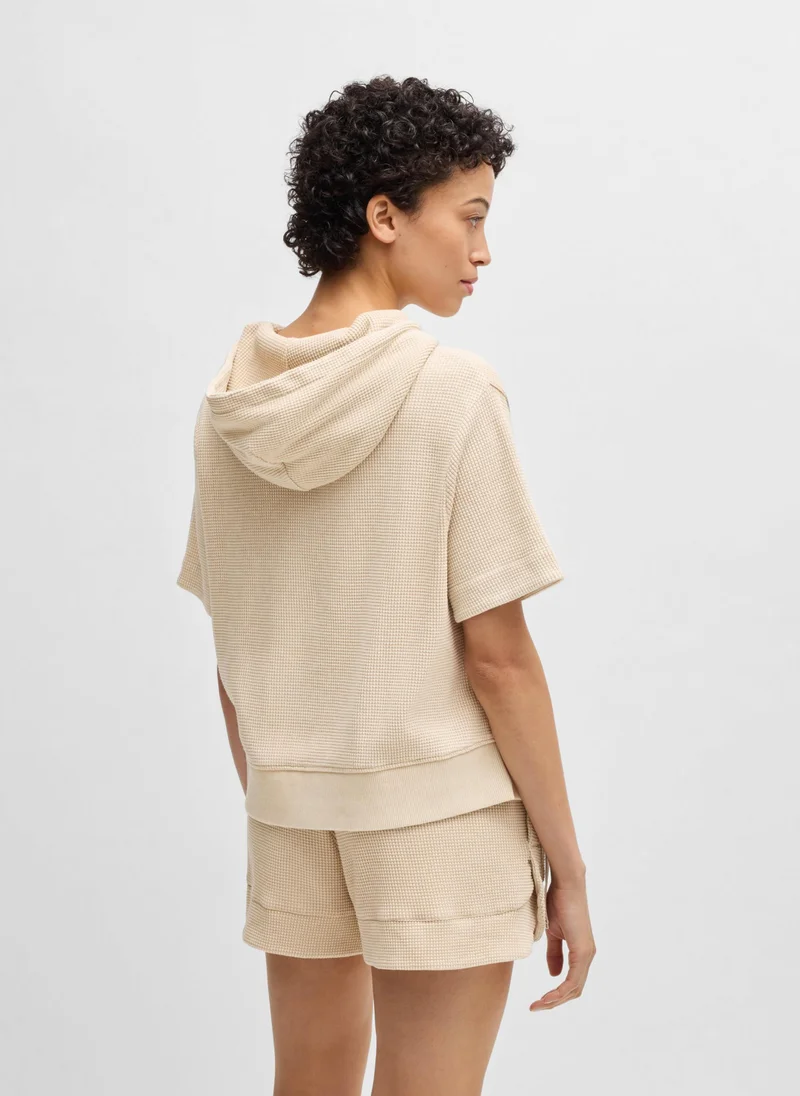 بوس Cotton-blend hoodie with waffle structure