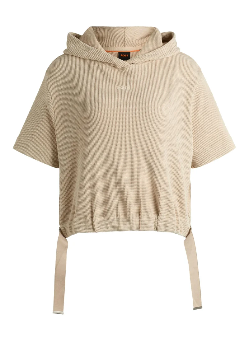 BOSS Cotton-blend hoodie with waffle structure