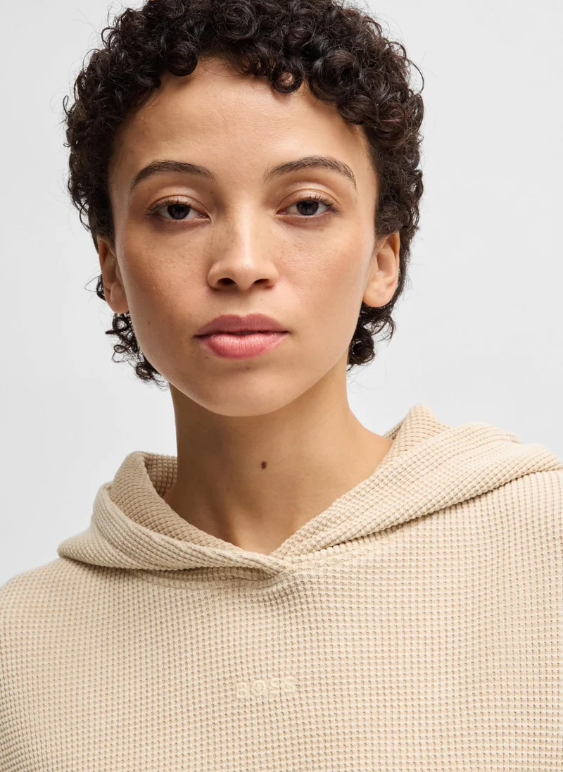 BOSS Cotton-blend hoodie with waffle structure