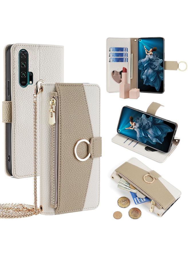 زبون جراب هاتف Honor 20 Pro Crossbody مصنوع من الجلد بنسيج الليتشي - Image 1