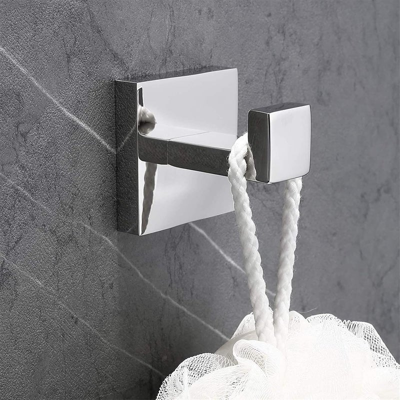 Nolimas Bath Towel Hook SUS 304 Stainless Steel Square Clothes Towel Coat Robe Hook Cabinet Closet Door Sponges Hanger for Bath Kitchen Garage Heavy Duty Wall Mounted, Chrome Polished Finish,2Pack - Image 3