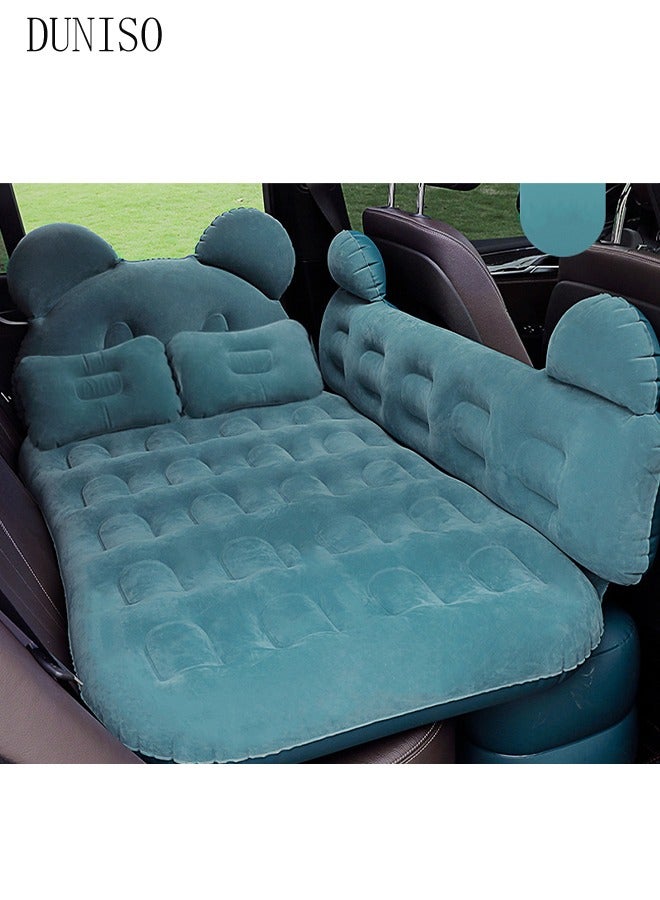 DUNISO مرتبة هوائية قابلة للنفخ 5 قطع للسيارة، حجم عالمي للسيارات، سطح ميكرو-فلوك صديق للبشرة، مرتبة قابلة للنفخ مع مضخة هواء للتخييم والسفر، تناسب السيارات المتوسطة والكبيرة، خضراء - Image 3