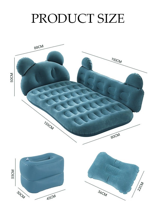 DUNISO مرتبة هوائية قابلة للنفخ 5 قطع للسيارة، حجم عالمي للسيارات، سطح ميكرو-فلوك صديق للبشرة، مرتبة قابلة للنفخ مع مضخة هواء للتخييم والسفر، تناسب السيارات المتوسطة والكبيرة، خضراء - Image 4