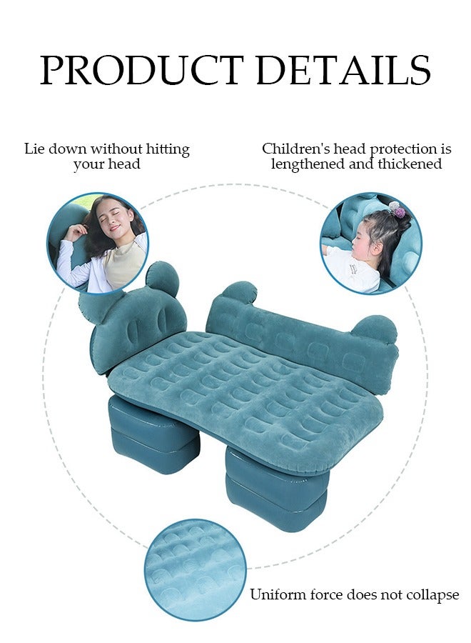 DUNISO 5 Piece Cartoon Shape Inflatable Mat ,Car Air Mattress Bed ,Air Folding With Electronic Pump For Camping,Travel,Fits Medium and Large Car With Two Air Pillows,Green  - Image 5