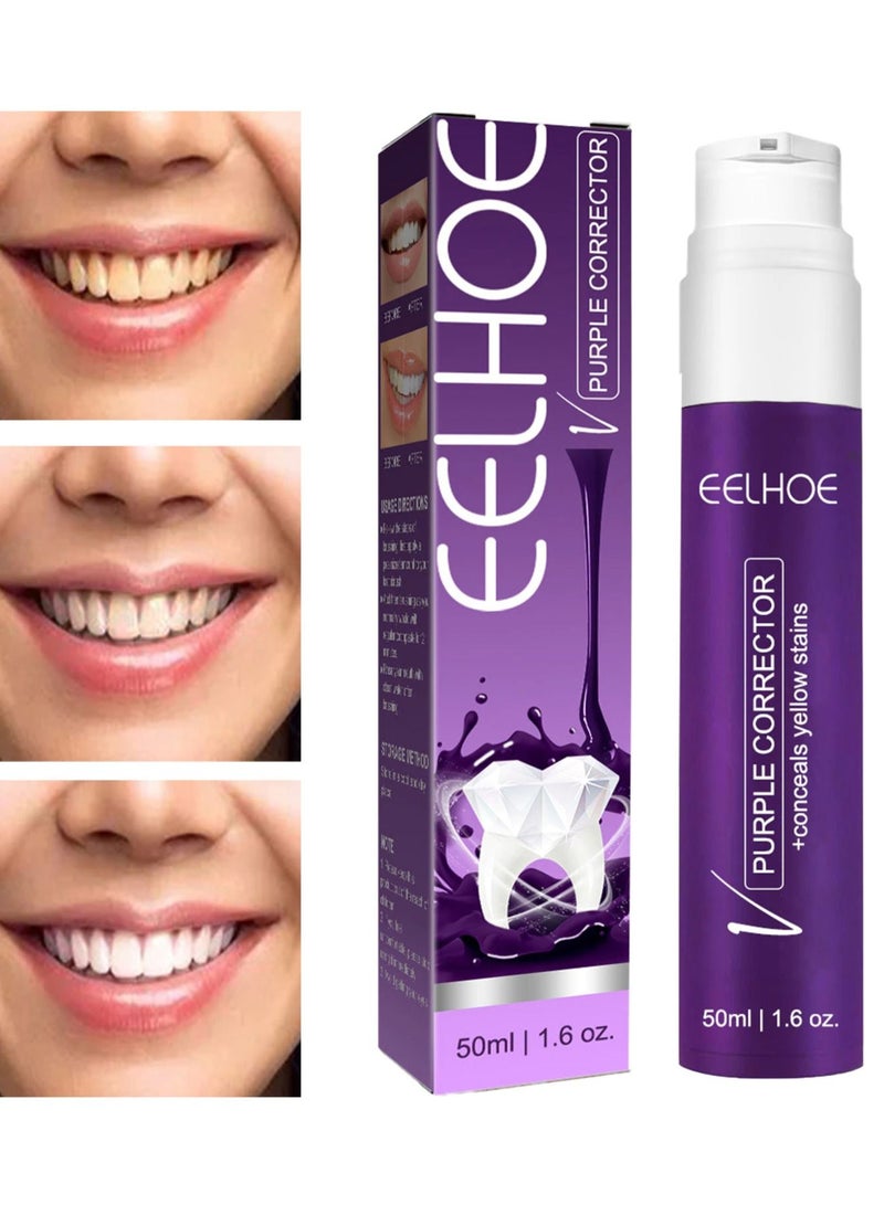 EELHOE Purple Toothpaste, Color Corrector Toothpaste, Color Corrector for Teeth Cleaning Toothpaste Color Corrector Whiten Teeth - Image 3