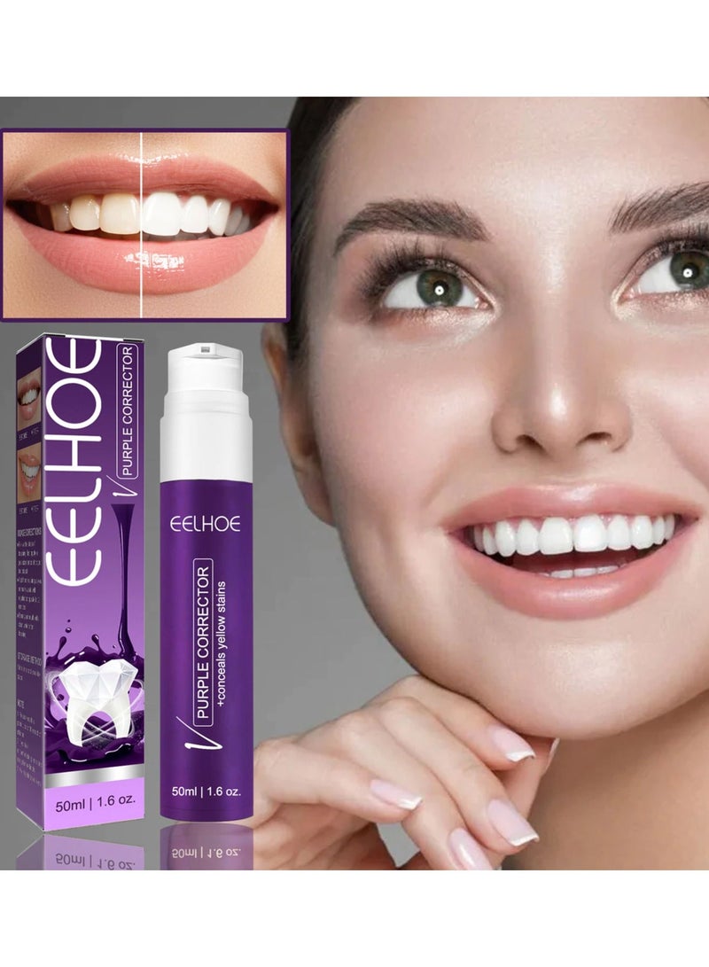 EELHOE Purple Toothpaste, Color Corrector Toothpaste, Color Corrector for Teeth Cleaning Toothpaste Color Corrector Whiten Teeth - Image 4