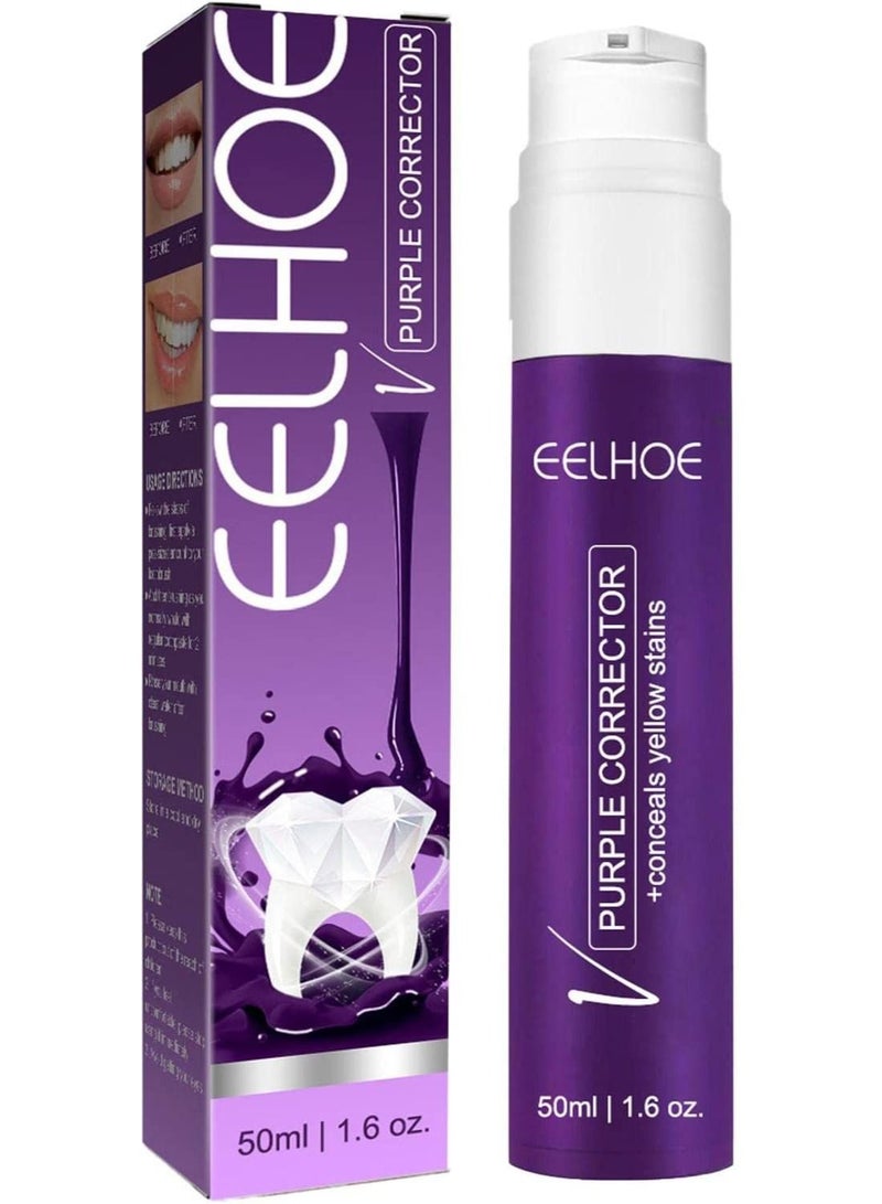EELHOE Purple Toothpaste, Color Corrector Toothpaste, Color Corrector for Teeth Cleaning Toothpaste Color Corrector Whiten Teeth - Image 2