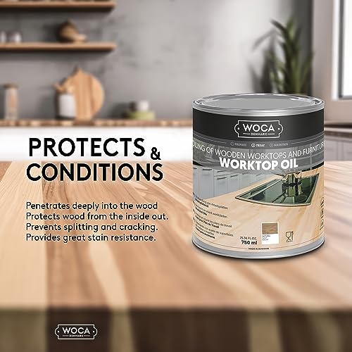 WOCA Denmark Worktop Oil Natural |750 ml| Finish & Restore Wood Butcher Block countertops, Cutting Boards, Kitchen Furniture and Other Wood Items Naturally. Food Contact Safe - Image 5