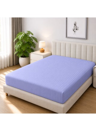 1-Piece Microfiber Fitted Sheet Striped,Color: Lavender, Size: Single (90×190 cm),Design Soft Fabric Deep Pocket Elastic Edge Bed Linen