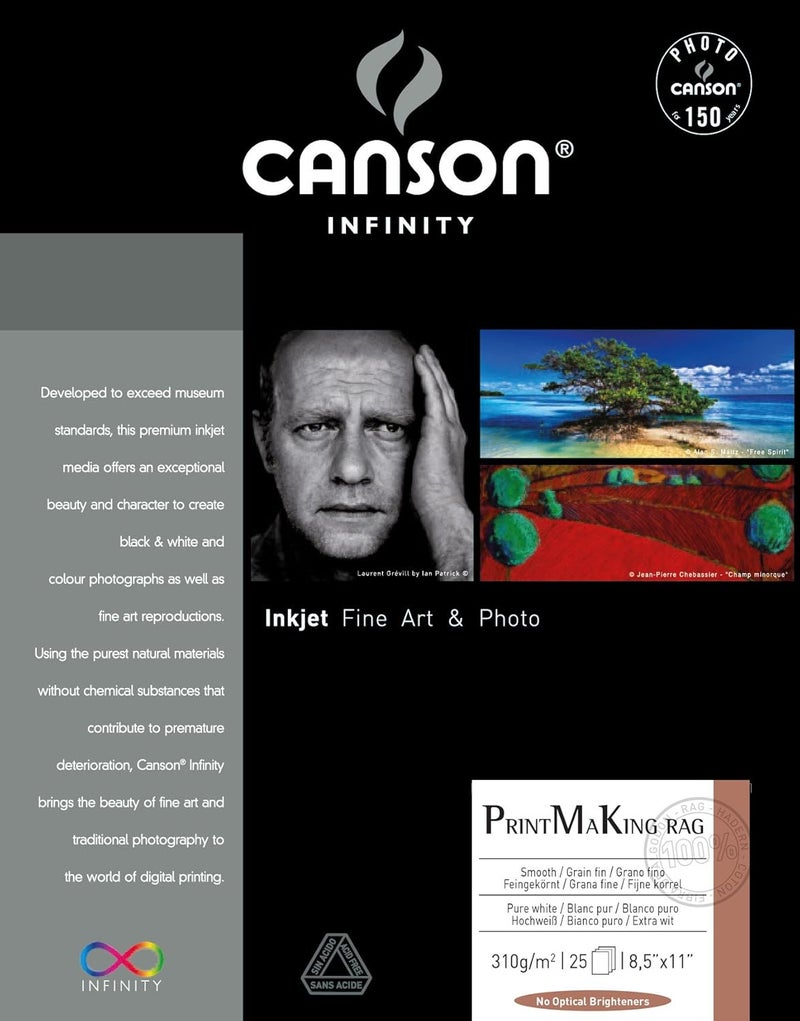 Canson Infinity PMK Printmaking Rag Fine Art Paper 310 Gram  85 x 11 Inch 25 Sheets - Image 1